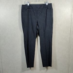04113 Lane Bryant black w/white polka dot print stretch slacks 20